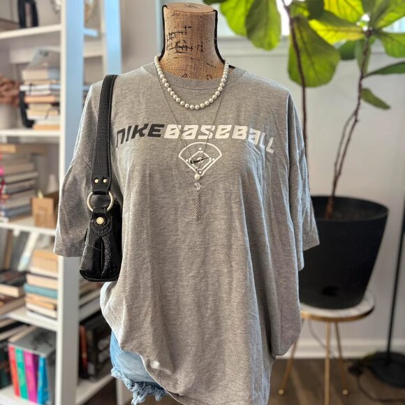 Y2K Grey Nike Baseball Tee – Women’s Streetwear - Picture 1 of 7